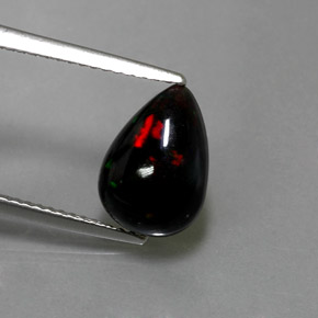 Opala negra multicolorido natural 1,72ct, formato de pêra, opaco