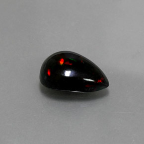 Opala negra multicolorido natural 1,72ct, formato de pêra, opaco