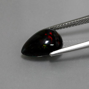 Opala negra multicolorido natural 1,72ct, formato de pêra, opaco