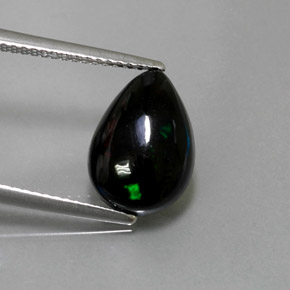 Opala negra multicolorido natural 2,38ct, formato de pêra, opaco