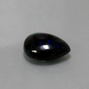 Opala negra multicolorido natural 2,38ct, formato de pêra, opaco