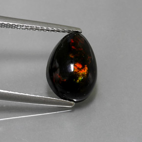 Opala negra multicolorido natural 2,10ct, formato de pêra, opaco