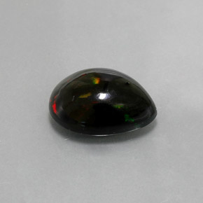 Opala negra multicolorido natural 2,96ct, formato de pêra, opaco