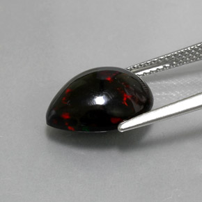 Opala negra multicolorido natural 2,96ct, formato de pêra, opaco