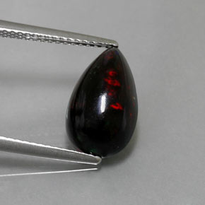 Opala negra multicolorido natural 2,51ct, formato de pêra, opaco