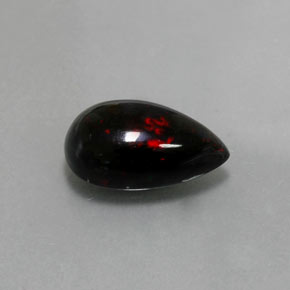 Opala negra multicolorido natural 2,51ct, formato de pêra, opaco