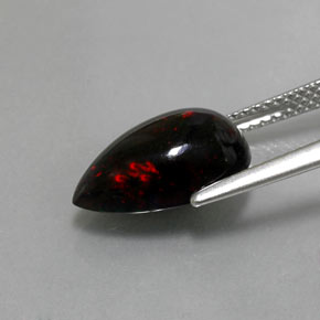 Opala negra multicolorido natural 2,51ct, formato de pêra, opaco