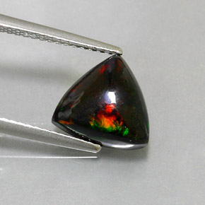 Opala negra multicolorido natural 1,88ct, trillion, opaco