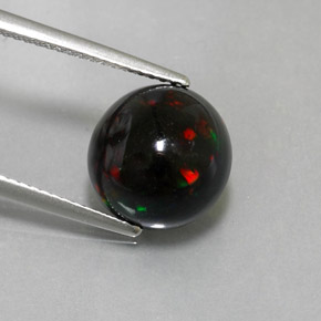 Opala negra multicolorido natural 3,78ct, corte redondo, opaco