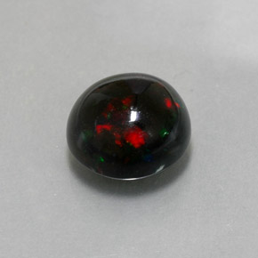 Opala negra multicolorido natural 3,78ct, corte redondo, opaco