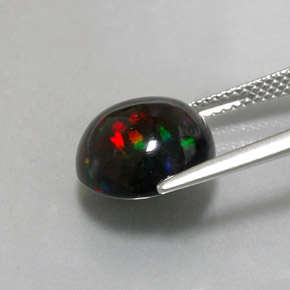 Opala negra multicolorido natural 3,78ct, corte redondo, opaco