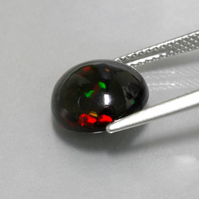 Opala negra multicolorido natural 2,80ct, corte redondo, opaco