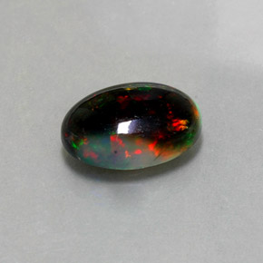 Opala negra multicolorido natural 2,26ct, corte oval, opaco