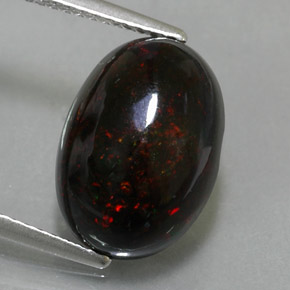 Opala negra multicolorido natural 3,63ct, corte oval, opaco