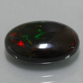 Opala negra multicolorido natural 4,78ct, corte oval, opaco