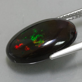Opala negra multicolorido natural 4,78ct, corte oval, opaco