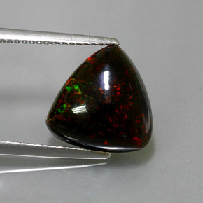 Opala negra multicolorido natural 3,57ct, trillion, opaco