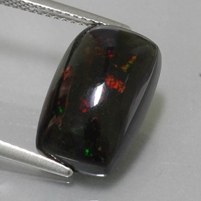 Opala negra multicolorido natural 4,89ct, almofada cortada, opaco