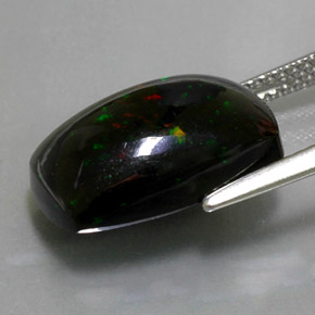 Opala negra multicolorido natural 4,89ct, almofada cortada, opaco