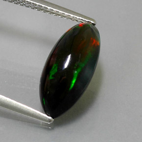 Opala negra multicolorido natural 2,74ct, marquise, opaco