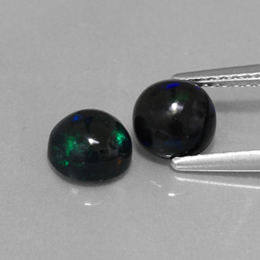 Pedras preciosas de opala negra multicolorido natural de  ct, corte redondo, opaco