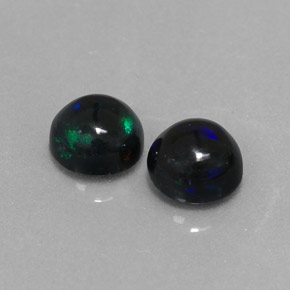 Pedras preciosas de opala negra multicolorido natural de  ct, corte redondo, opaco