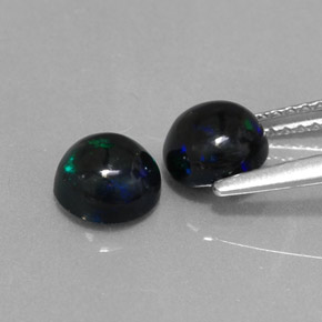 Pedras preciosas de opala negra multicolorido natural de  ct, corte redondo, opaco