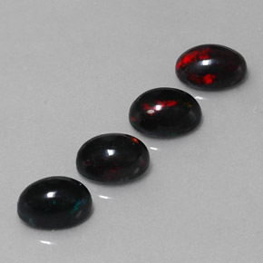 Pedras preciosas de opala negra multicolorido natural de 2,31 ct, corte oval, opaco