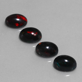 Pedras preciosas de opala negra multicolorido natural de 2,31 ct, corte oval, opaco