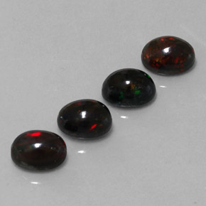 Pedras preciosas de opala negra multicolorido natural de  ct, corte oval, opaco