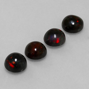 Pedras preciosas de opala negra multicolorido natural de  ct, corte redondo, opaco