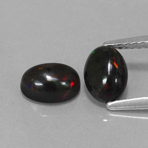 Pedras preciosas de opala negra multicolorido natural de  ct, corte oval, opaco