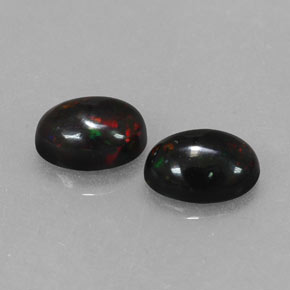 Pedras preciosas de opala negra multicolorido natural de  ct, corte oval, opaco