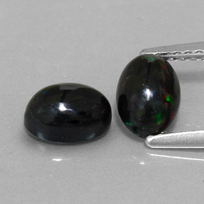 Pedras preciosas de opala negra multicolorido natural de  ct, corte oval, opaco