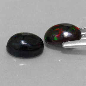 Pedras preciosas de opala negra multicolorido natural de  ct, corte oval, opaco