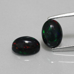 Pedras preciosas de opala negra multicolorido natural de  ct, corte oval, opaco