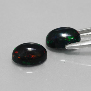 Pedras preciosas de opala negra multicolorido natural de  ct, corte oval, opaco