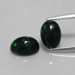 Pedras preciosas de opala negra multicolorido natural de  ct, corte oval, opaco