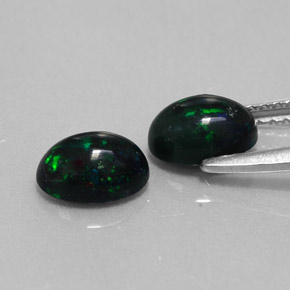 Pedras preciosas de opala negra multicolorido natural de  ct, corte oval, opaco