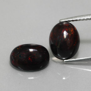 Pedras preciosas de opala negra multicolorido natural de  ct, corte oval, opaco