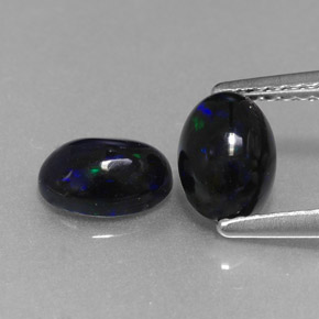 Pedras preciosas de opala negra multicolorido natural de  ct, corte oval, opaco