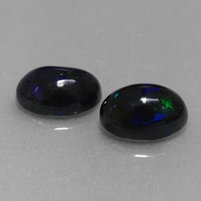 Pedras preciosas de opala negra multicolorido natural de  ct, corte oval, opaco