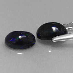 Pedras preciosas de opala negra multicolorido natural de  ct, corte oval, opaco