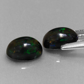 Pedras preciosas de opala negra multicolorido natural de  ct, corte oval, opaco