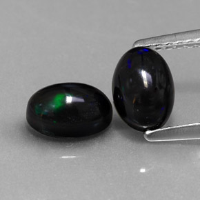 Pedras preciosas de opala negra multicolorido natural de  ct, corte oval, opaco