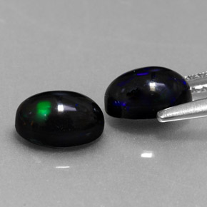 Pedras preciosas de opala negra multicolorido natural de  ct, corte oval, opaco