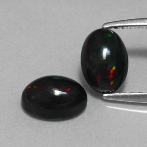 Pedras preciosas de opala negra multicolorido natural de  ct, corte oval, opaco