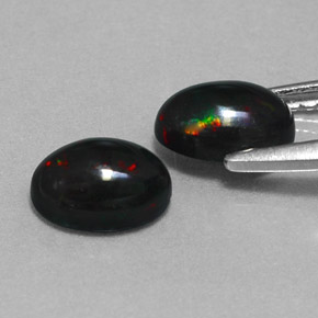 Pedras preciosas de opala negra multicolorido natural de  ct, corte oval, opaco