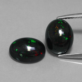 Pedras preciosas de opala negra multicolorido natural de  ct, corte oval, opaco