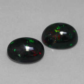 Pedras preciosas de opala negra multicolorido natural de  ct, corte oval, opaco